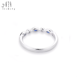 Bagues de mariage élégantes en or blanc massif 18 carats avec saphir, de qualité exceptionnelle, style classique, bijoux fins pour femmes, cadeau de fiançailles - Product Image 4