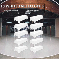 Lot de 10 nappes en polyester blanc à motif uni, 60x102 pouces, réutilisables, résistantes aux plis, lavables, pour mariage et fête