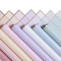 Papier d'emballage floral E-Magic, feuilles de 57 cm x 57 cm, bord doré, texture mate, semi-transparent, imperméable, pour cadeaux et bouquets