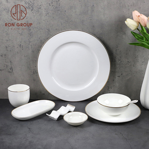 <span class=keywords><strong>Vaisselle</strong></span> <span class=keywords><strong>moderne</strong></span> en porcelaine à prix abordable, assiettes blanches avec bordure dorée, service de table émaillé pour restaurant hôtel, <span class=keywords><strong>vaisselle</strong></span> en céramique - Product Image 3