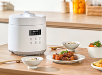 Mini cuiseur à riz électrique automatique intelligent à écran LCD tactile numérique 2L antiadhésif Silver Crest Home Cooker Low Sugar Tasse à mesurer