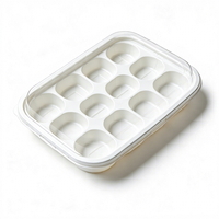Boîte alimentaire en PET personnalisée en usine, écologique, à base blanche avec couvercle transparent, emballage blister multi-grilles pour le stockage de gâteaux et de bonbons