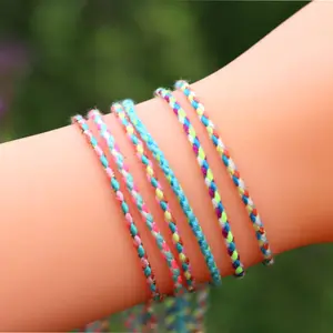 Bohemen Handwoven String Armband Hand Gevlochten Kleur Katoenen Koord Armband Voor Vrouwen Zee Strand Vakantie Vriendschap Armband