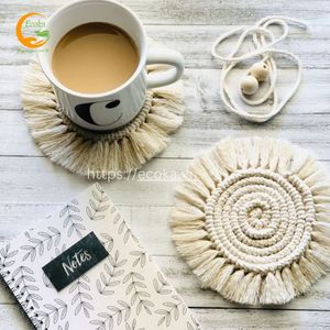 Posavasos de Bambú Tejido a Mano de Alta Resistencia, Estilo Bohemio, Ecológico, con Borlas, para Decoración de Mesa de Café, Precio Bajo - Product Image 4