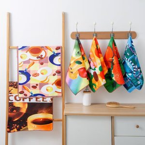 ผ้าเช็ดจาน 40x60 ซม. วิสโคส ลายผลไม้และดอกไม้ ซึมซับน้ำได้ดี ผ้าเช็ดครัวตกแต่ง - Product Image 1