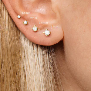 ROXI Pendientes de Plata de Ley S925 con Circonita de Cuatro Garras de 1.5mm-3mm, 16G, con Cabeza Plana y Rosca para Perforación - Product Image 4