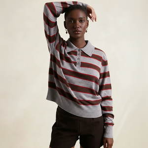 Costumes de mode avec logo personnalisé, vêtements de sport décontractés à rayures, vêtements tendance, polo <span class=keywords><strong>en</strong></span> tricot, pull <span class=keywords><strong>en</strong></span> <span class=keywords><strong>laine</strong></span>, chemise <span class=keywords><strong>en</strong></span> tricot pour femmes - Product Image 3