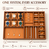 Plateau à bijoux en velours doux personnalisé en gros, organisateur de tiroir empilable avec compartiments sur mesure pour bagues, montres et rangement de placard