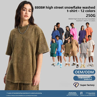 Kaos Oversize Musim Semi dan Panas 2026, Kaos Batik Longgar Berat, Model Lama, Lengan Pendek untuk Pria