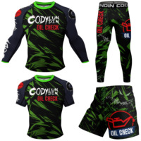 Ensemble Rashguard MMA OEM antidérapant en caoutchouc à manches longues, avec logo personnalisé imprimé, maillot de compression en polyester, technique de sublimation