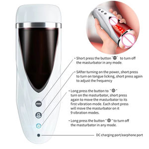 เครื่องช่วยสำเร็จความใคร่ชายแบบอัตโนมัติ รูปแบบเลียนแบบการเลียลิ้น ของเล่นทางเพศ ถ้วยจำลองช่องคลอด พร้อมระบบสั่น สำหรับผู้ชาย - Product Image 5