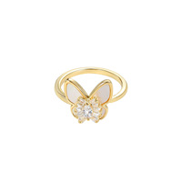 Bague Papillon Plaqué Or 18K Anti-ternissement, Étanche, Coquillage, Zircon, Placage PVD – Vente en Gros pour Petites Entreprises et Cadeaux
