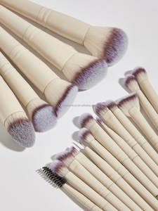 Juego de 18 <span class=keywords><strong>Brochas</strong></span> de Maquillaje Beige Personalizables de <span class=keywords><strong>Marca</strong></span> Propia con Mango de Aluminio y Pelo Sintético de Alta Calidad para Corrector y Brocha de Afeitar - Product Image 5