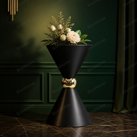 Socle de présentation en forme de sablier rond de 50 cm, blanc et noir, pour gâteau de mariage, support à fleurs, piédestal pour la décoration d'événements et de fêtes