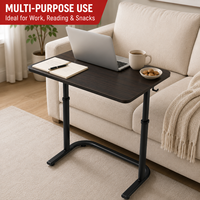 Table de lit réglable avec crochet latéral - Bureau mobile pour ordinateur portable pour lit et canapé, plateau en bois MDF, forme en C, à glisser sous la table latérale