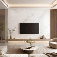 Panneau décoratif brillant WYRAX Onyx Blanc 3.0mm PVC UV Effet Marbre pour Mur de Salle de Bain d'Hôtel 1220x2440mm