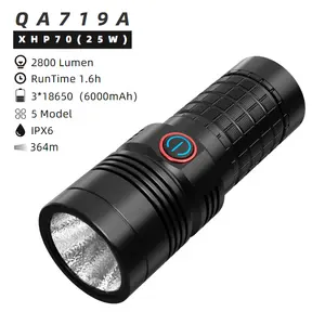 OEM XHP70 Outdoor Flashlight 2800lumen Long Range Torch Light Rechargeable Waterproof Rescue Led Bright Flashlights