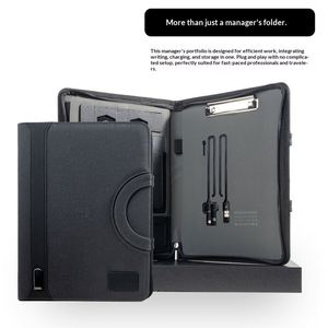 Porte-documents de luxe personnalisé A4 en cuir PU avec batterie externe et chargement USB, multifonctionnel pour bureau et organisation de documents - Product Image 2