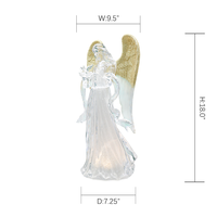 Statue d'ange en acrylique LED, ange priant avec des ailes dorées scintillantes, décoration de porte pour les fêtes de Noël, approvisionnement en gros B2B en Chine
