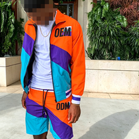 Ensemble coupe-vent d'été personnalisé, sweat à capuche court, survêtement homme personnalisé en gros, short et coupe-vent court pour homme