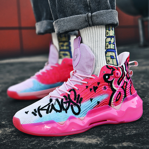 Chaussures de sport unisexes à tige haute, confortables, respirantes, tendance, pour la course à pied et l'entraînement, antidérapantes, avec empeigne fluorescente en caoutchouc - Product Image 5