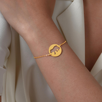 Bracelet en acier inoxydable pour femme, motif ours ajouré, avec logo, style mode, bijoux fantaisie, cadeau, animal mignon, éléphant. Demandez votre catalogue.