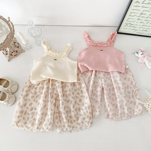 Yazlık Bebek Kız Çocuk Kolsuz Bluz ve Pantolon 2 Parça Takım Bebek Giyim Seti Moda Bebek Kıyafetleri - Product Image 2