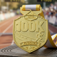Médailles de finisseur de course de 100 km, récompenses en alliage de zinc, gravure personnalisée, texte personnalisé, médaille dorée pour marathon et ultra-terrain