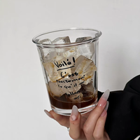 Tasse à café en verre haute brillance pour Americano glacé, Latte, boissons lactées, verre à vin domestique avec lettres anglaises
