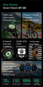 Montre connectée de fitness de haute qualité avec écran AMOLED DT de 1,43 pouce, affichage 466x466, boussole, baromètre, altimètre et batterie longue durée - Product Image 5