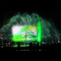 Fuente de Agua con Pantalla, Cortina de Agua, Proyección de Películas en Pantalla de Agua, Fuente en el Lago