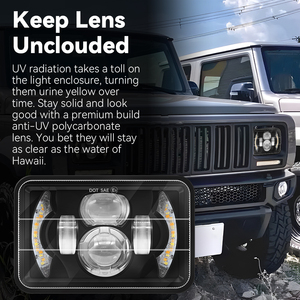 LELANPU Proyector Future Eyes, Accesorios para Motocicleta, Luces Traseras <span class=keywords><strong>Halo</strong></span>, Faros Delanteros LED Cuadrados de 5.75 Pulgadas para Jeep Wrangler - Product Image 2