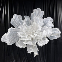 Reuze zijden organza met zeefdruk bloemen, handgemaakt, met handgestikte rand, witte kousenbloemen, bruiloft achtergronden, verjaardagsfeesten