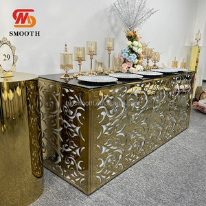 Mesas de Bar Modernas para Bodas, Cubierta de Vidrio Cuadrada, Base en Forma de Rosa, Mesa de Bar para Bodas, Taburetes Altos de Acero Inoxidable Dorado - Product Image 2