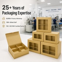 Boîte cadeau carrée en chocolat or mat personnalisée avec fenêtre, séparateur en acétate, matériaux recyclés, doublure en éponge, vente en gros directe d'usine