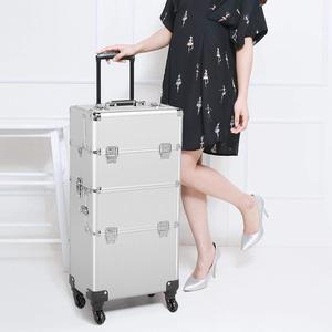 <span class=keywords><strong>Valise</strong></span> de <span class=keywords><strong>coiffure</strong></span> et de cosmétique en aluminium, chariot de voyage avec serrures et poignée - Product Image 4