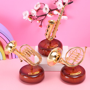 Yu Mo <b>Music</b> <b>Box</b> Trumpet Saxophone Horn Model Ornament Rotating Musical Instrument Gift For Children Students - Product Image 3