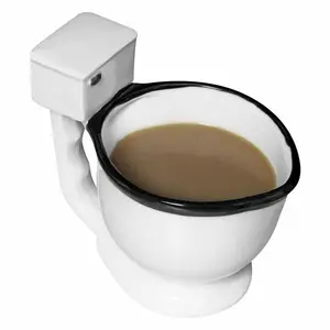 Evelots Mug Kopi Toilet/Cangkir, Keramik-TEH/Minuman/Permen-10 Ons-Set Lucu/2