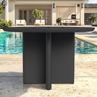 Table de salle à manger d'extérieur en aluminium extrudé avec revêtement en poudre, forme ronde, pour jardin et piscine