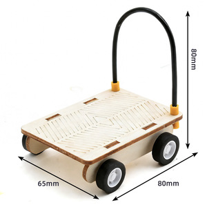 Chariot à main plat modèle 1, kit en bois, jouet éducatif à commande manuelle pour enfants, expérience scientifique - Product Image 2