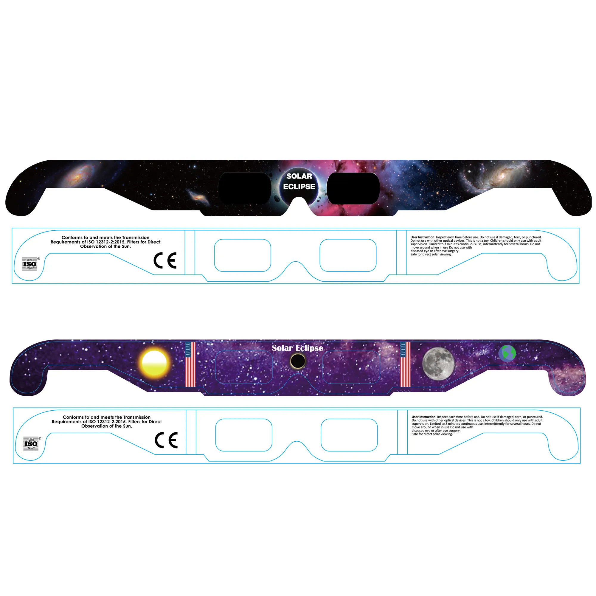 April 8 2024 ISO Certified Solar Eclipse Glasses Customized Design Eclipse Viewing 3D Paper Glasses