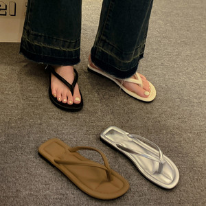 Sandales plates respirantes carrées grande taille pour femme – Tongs d'été tendance haut de gamme pour la plage et l'extérieur - Product Image 1