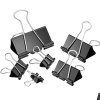 Clips Metálicos Negros Foska, Sujetadores de Papel de Diferentes Tamaños para Documentos, con Caja