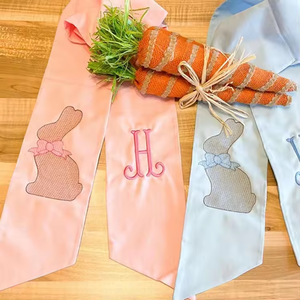 Écharpes pour bébés avec broderie personnalisée 100% coton Seersucker rayé pour nouveau-né Écharpe d'emmaillotage pour bébé Nœud 2025 - Product Image 6