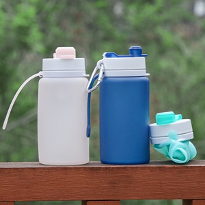 Wholesale Reusable Silicone Folding Cup Portable 550ml Cycling <b>Water</b> <b>Bottle</b> High Temperature Resistant Dishwasher Safe Outdoor - Product Image 3