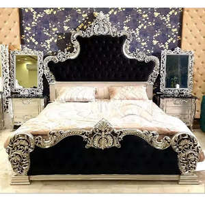 Cama de Madera de Teca Estilo Maharaja Tradicional, Hecha a Mano, Duradera, Plegable, Estilo Europeo Antiguo, Muebles para Dormitorio Principal - Product Image 3