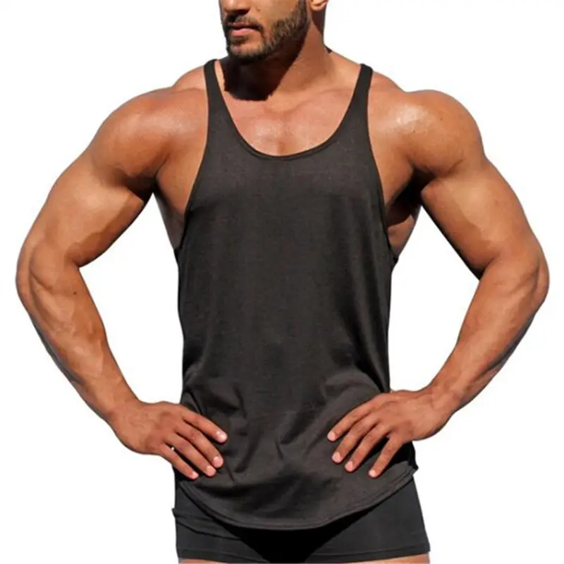 Ucuz erkek yaz kolsuz spor spor yelek boş vücut geliştirme spor Stringer Tank Tops yelek