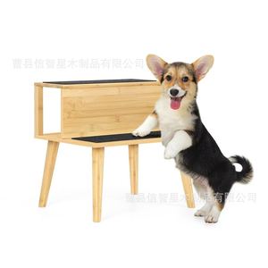 บันไดไม้ไผ่สำหรับสัตว์เลี้ยง ขนาด 6.3x6.3x15.2 นิ้ว พร้อมแผ่นกันลื่น - Product Image 2