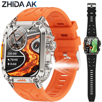 KR100 Herren Outdoor Smartwatch 1200mAh Akku 2,01 Zoll HD-Bildschirm BT-Anruf LED-Taschenlampe 1ATM Wasserdicht 107 Sportmodi OEM