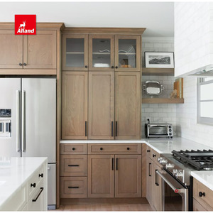 Allandcabinet Maple Rắn Gỗ Sang Trọng Màu Kết Thúc Shaker Lõm Phong Cách Tủ Bếp Với Thạch Anh Đảo Tủ Trong Biệt Thự - Product Image 1